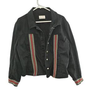 Women's  'Live a Little' Black Crop Jacket with Colorful Trim